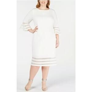 NWT Calvin Klein White Illusion Sheath 22W Plus Size Fashion Elegant Event Wear